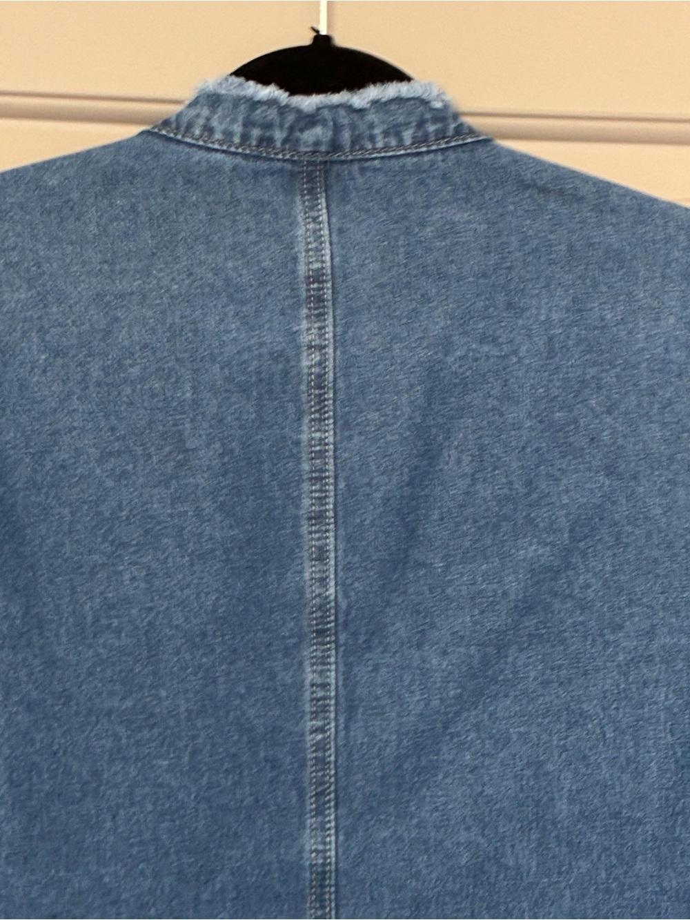 Denim Military-Style Jacket with Frayed Trim & Detail Stitching - Picture 10 of 12